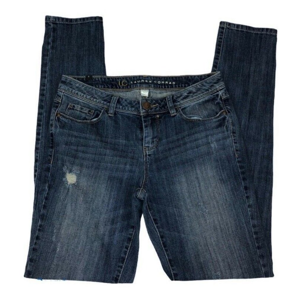 LC Lauren Conrad Jeans 6 Stretch Distressed Dark